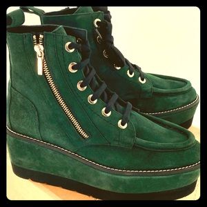 Free People Maverick Wedge Suede Green Boots